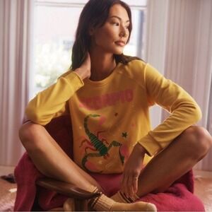 NWT Anthropologie x Midnight Rider Carolita Zodiac Scorpio Sweatshirt Yellow M
